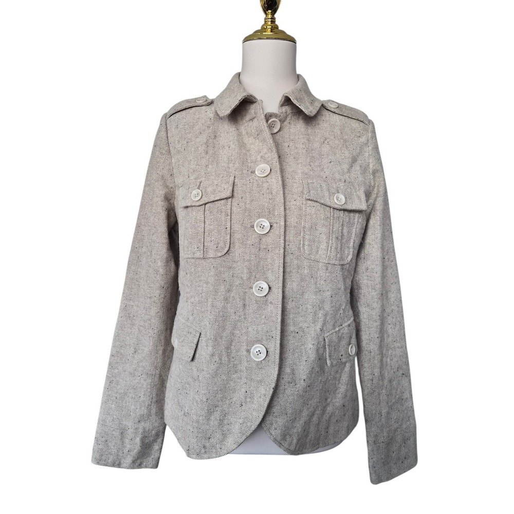 Relativity Women's Tweed Utility Jacket Tan Button Front Lined Size L